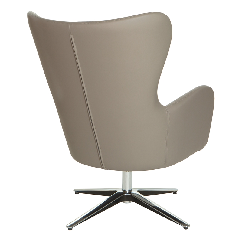Pemberly Row Modern Swivel Armchair in Dillon Gray Faux Leather