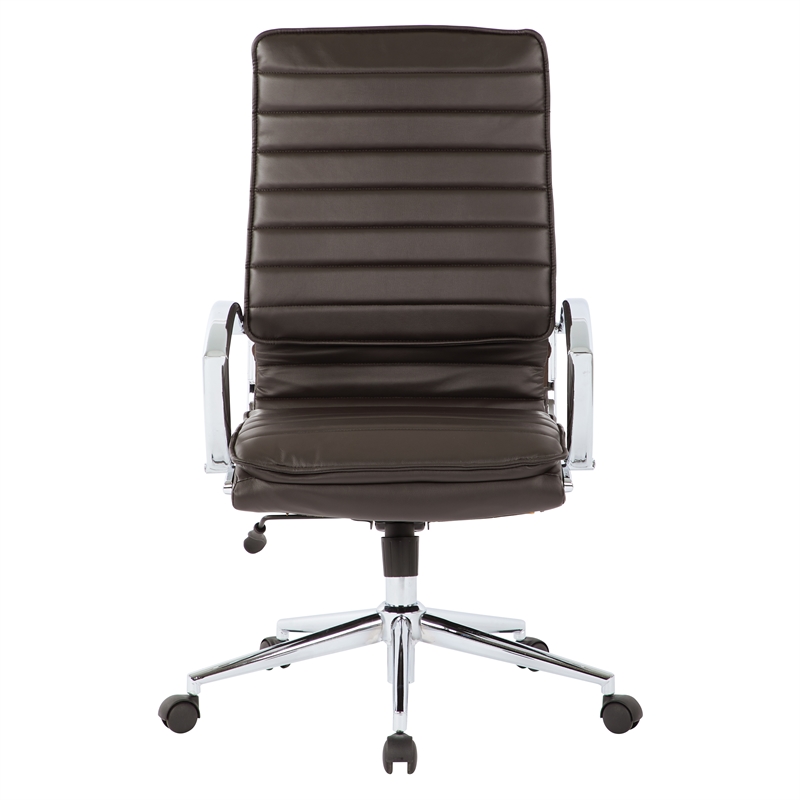 Pemberly Row High Back Manager's Faux Leather Chair in Espresso with Chrome Base