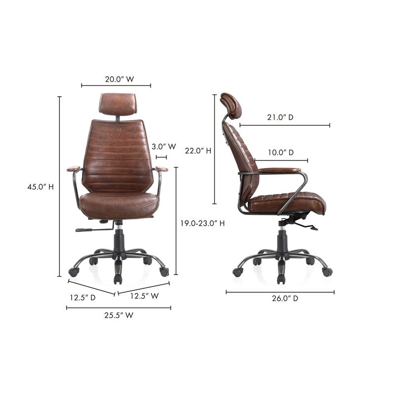 Pemberly Row Modern / Contemporary Office Chair Dark Brown Leather