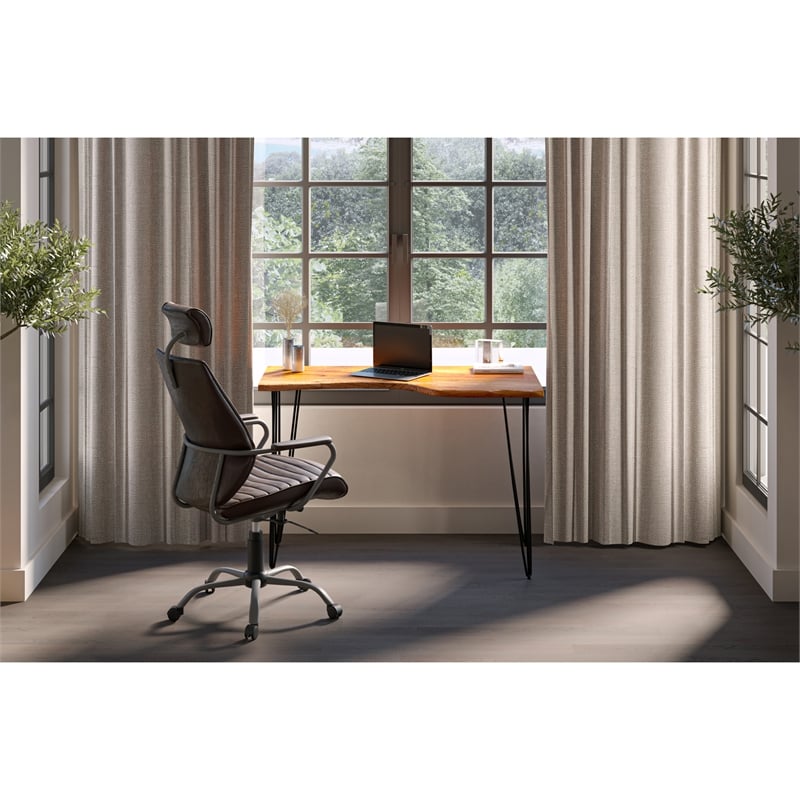 Pemberly Row Modern / Contemporary Office Chair Dark Brown Leather