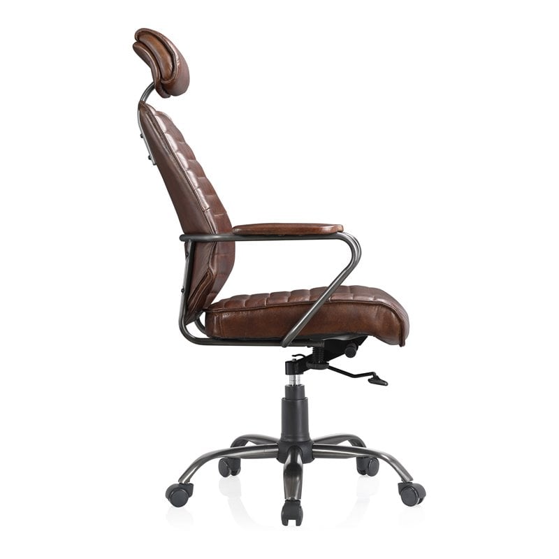 Pemberly Row Modern / Contemporary Office Chair Dark Brown Leather
