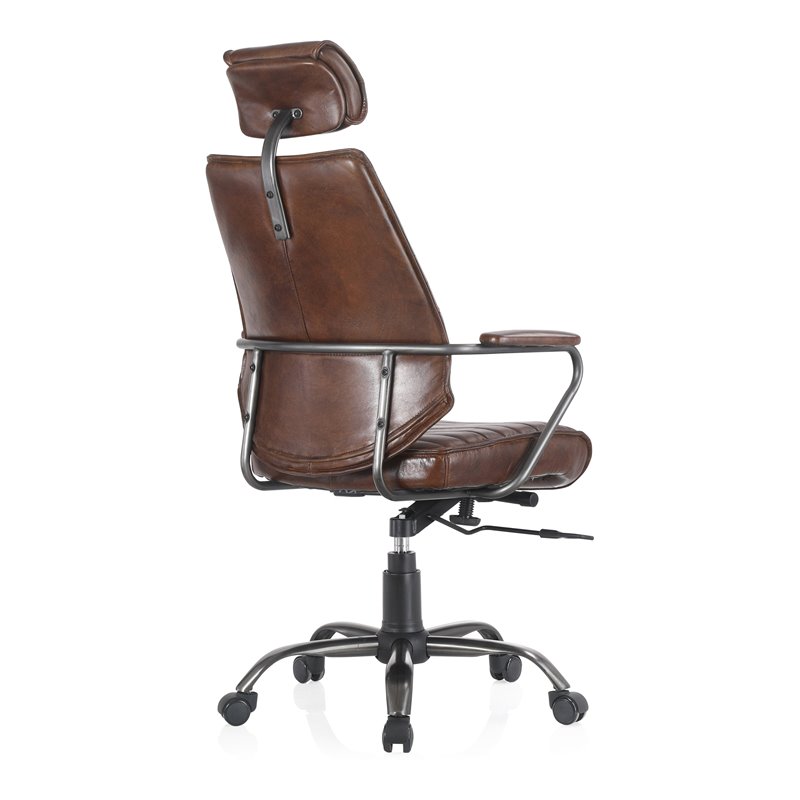 Pemberly Row Modern / Contemporary Office Chair Dark Brown Leather