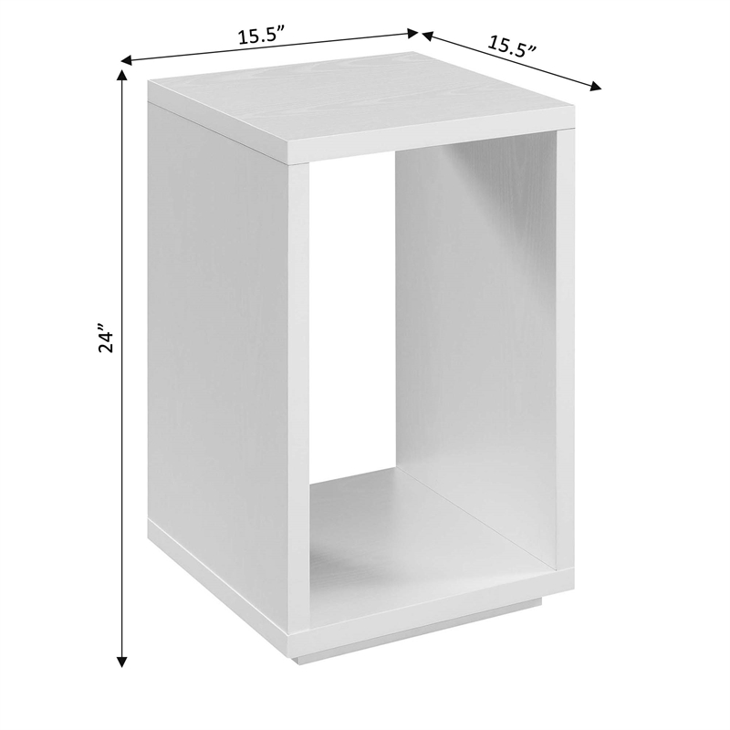 Pemberly Row Contemporary End Table with Shelf in White Wood