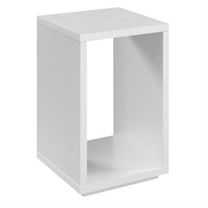 Pemberly Row Contemporary End Table with Shelf in White Wood
