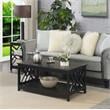 Pemberly Row Modern Coffee Table with Shelf in Black Wood Finish