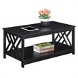 Pemberly Row Modern Coffee Table with Shelf in Black Wood Finish