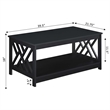 Pemberly Row Modern Coffee Table with Shelf in Black Wood Finish