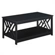 Pemberly Row Modern Coffee Table with Shelf in Black Wood Finish