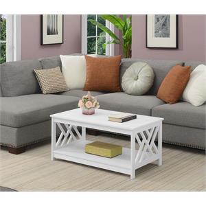 Pemberly Row Modern Coffee Table with Shelf in White Wood Finish