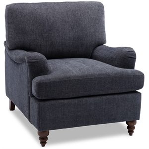 Pemberly Row Navy Blue Polyester Fabric Upholstered Transitional Arm Chair