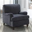 Pemberly Row Navy Blue Polyester Fabric Upholstered Transitional Arm Chair