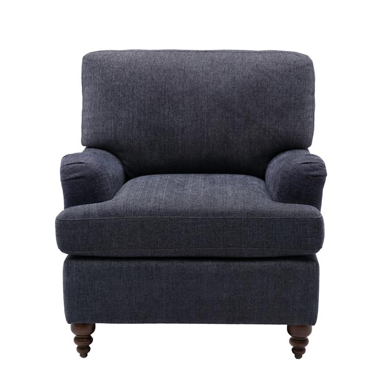Pemberly Row Navy Blue Polyester Fabric Upholstered Transitional Arm Chair