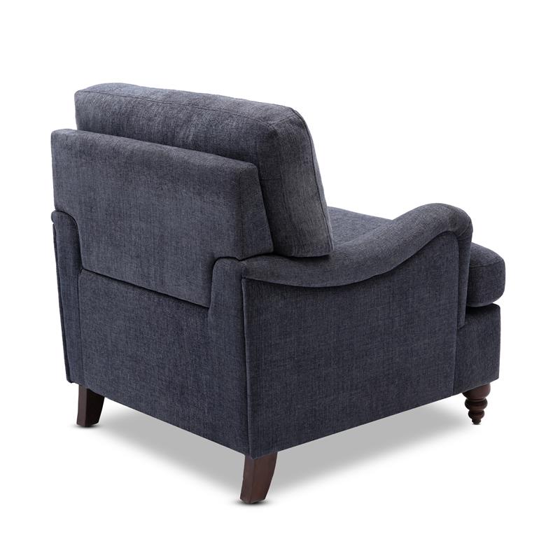 Pemberly Row Navy Blue Polyester Fabric Upholstered Transitional Arm Chair