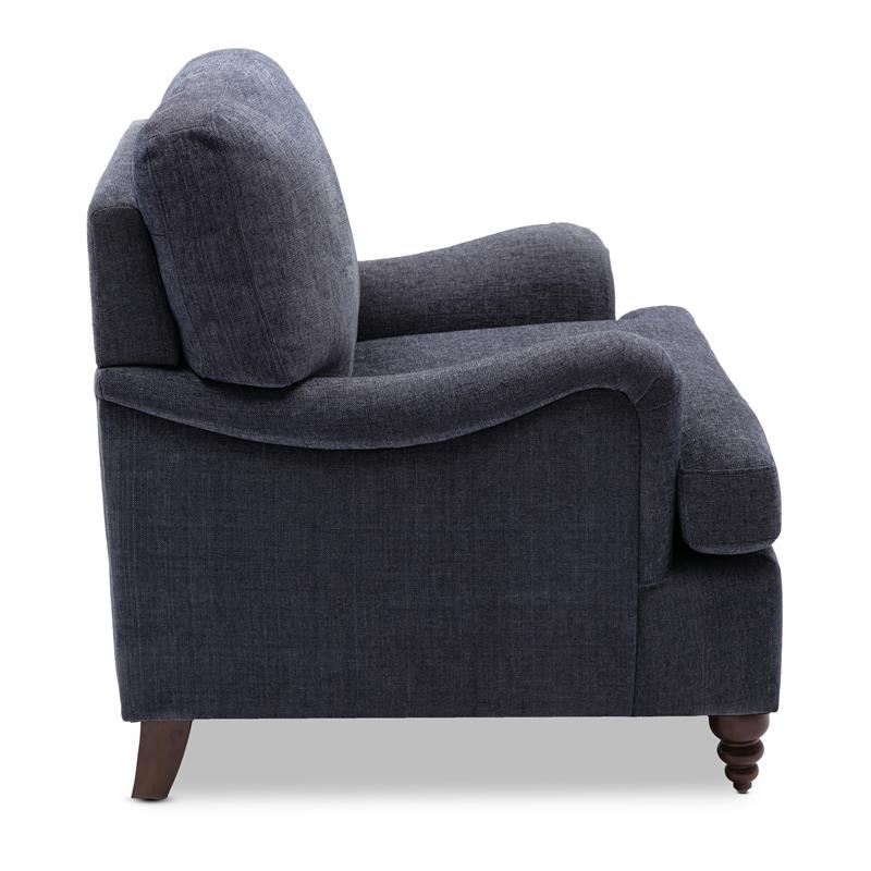 Pemberly Row Navy Blue Polyester Fabric Upholstered Transitional Arm Chair