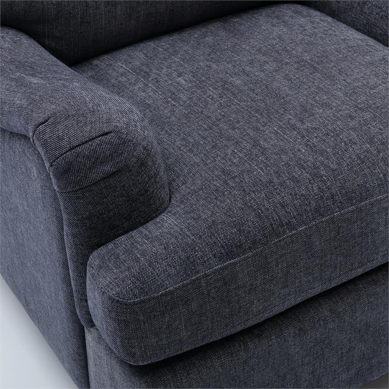 Pemberly Row Navy Blue Polyester Fabric Upholstered Transitional Arm Chair