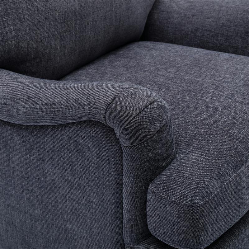 Pemberly Row Navy Blue Polyester Fabric Upholstered Transitional Arm Chair
