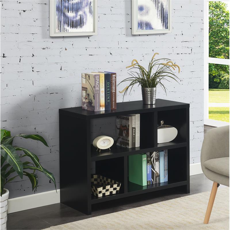 Pemberly Row Console Three-Tier Bookcase in Black Wood Finish