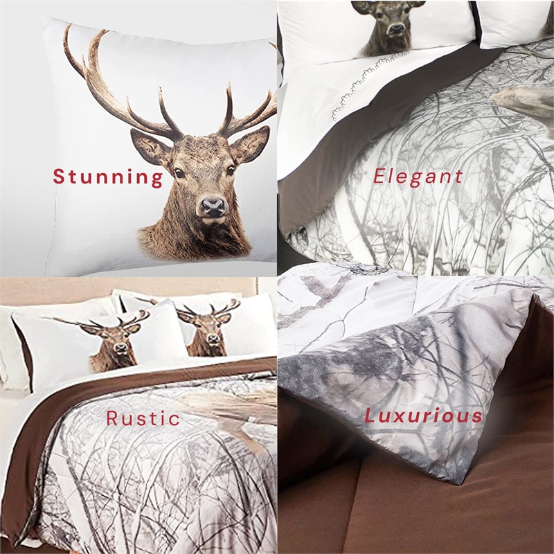 Pemberly Row 3-piece Deer Microfiber Double Queen Comforter Set in Multi-Color