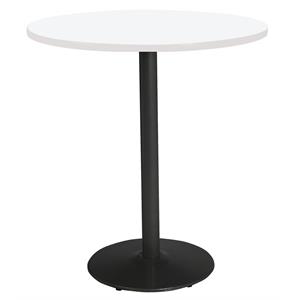 Pemberly Row 42&quot Round Top Breakroom Table White Round Black Base Bistro Height