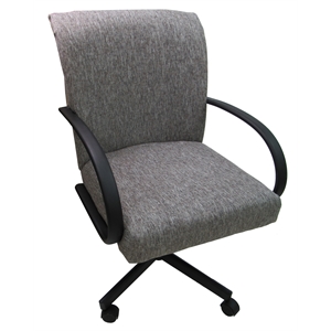 Pemberly Row Swivel Dining Chair on Wheels - Gray on Black Frame