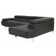 Pemberly Row 2 Piece Faux Leather Sectional Sofa Set in Black