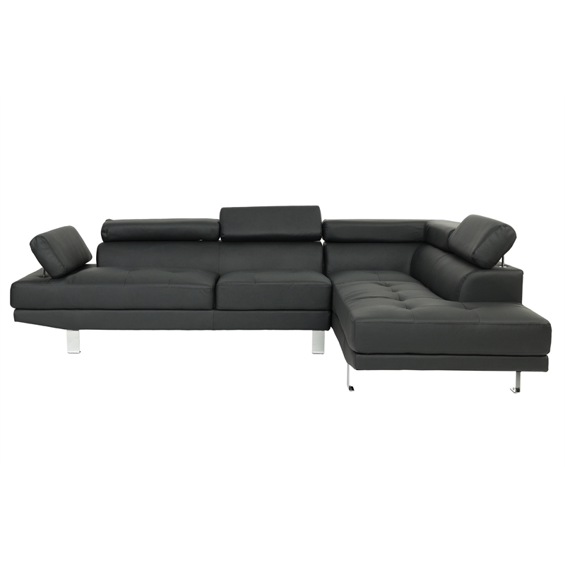 Pemberly Row 2 Piece Faux Leather Sectional Sofa Set in Black