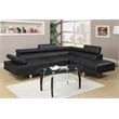 Pemberly Row 2 Piece Faux Leather Sectional Sofa Set in Black