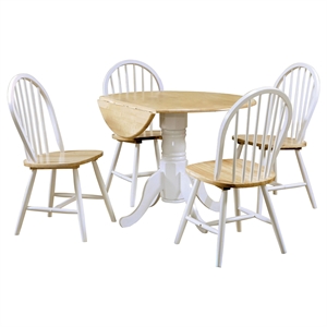 Pemberly Row 5-piece Drop Leaf Wood Dining Set Natural Brown and White