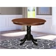 Pemberly Row Modern Round Wood Dining Table in Mahogany/Black