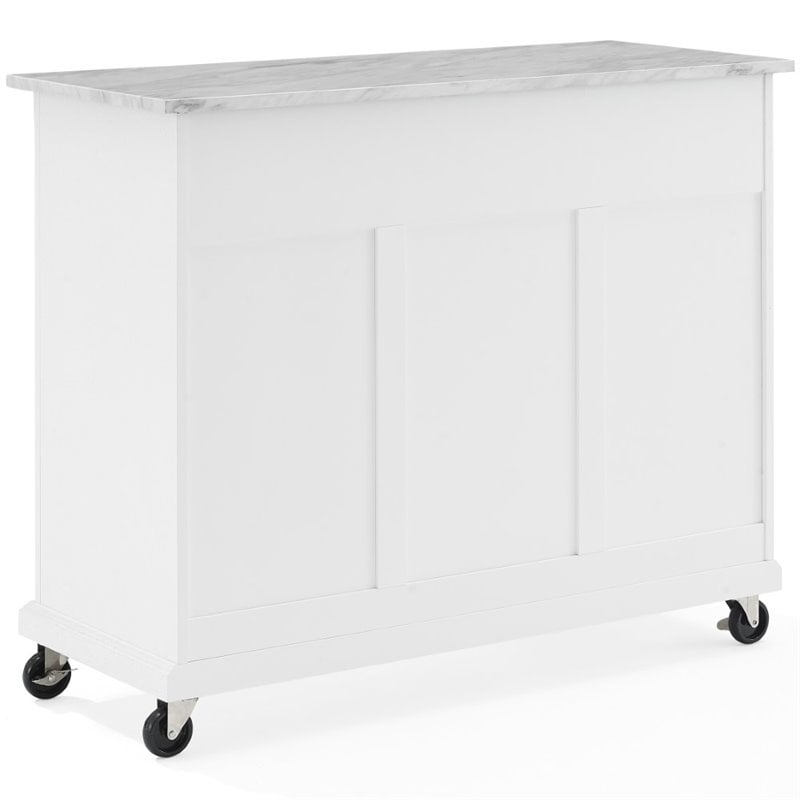 Pemberly Row Wood Top Kitchen Island Cart in Distressed White