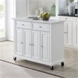 Pemberly Row Wood Top Kitchen Island Cart in Distressed White