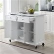 Pemberly Row Wood Top Kitchen Island Cart in Distressed White