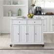 Pemberly Row Wood Top Kitchen Island Cart in Distressed White