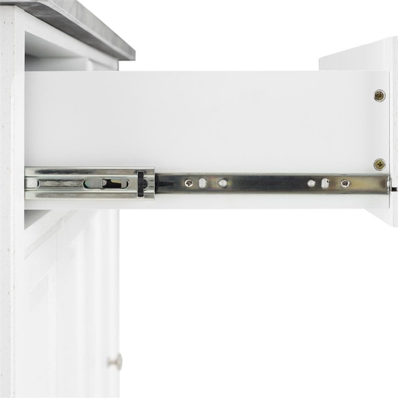 Pemberly Row Wood Top Kitchen Island Cart in Distressed White