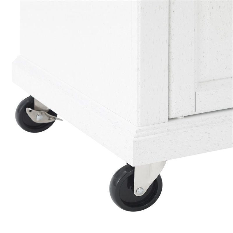 Pemberly Row Wood Top Kitchen Island Cart in Distressed White