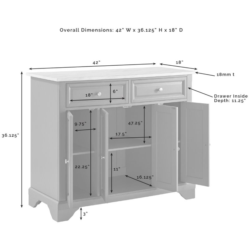 Pemberly Row Wood Top Kitchen Island Cart in Distressed White
