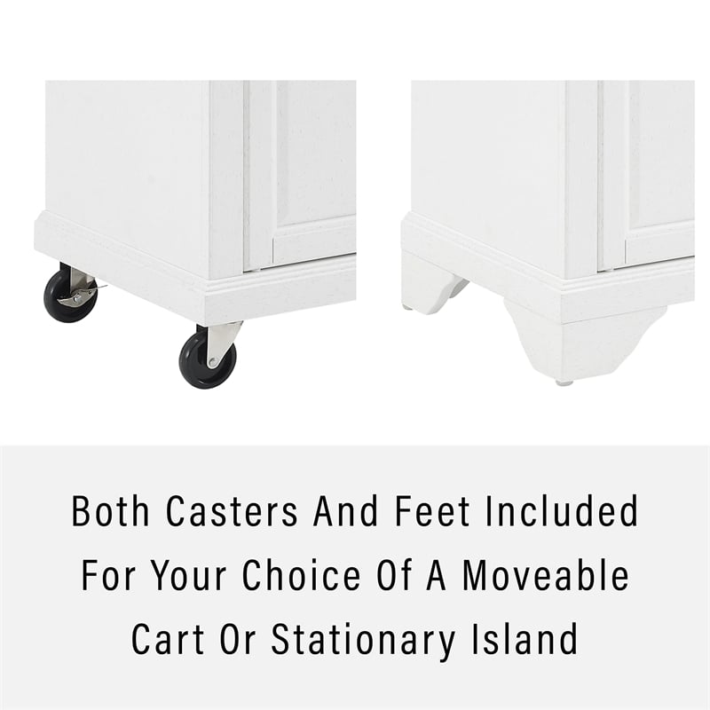 Pemberly Row Wood Top Kitchen Island Cart in Distressed White
