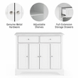 Pemberly Row Wood Top Kitchen Island Cart in Distressed White