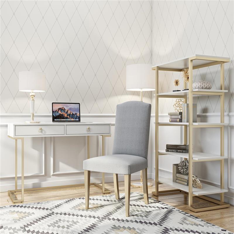 Pemberly Row Modern / Contemporary Engineered Wood Writing Desk in White