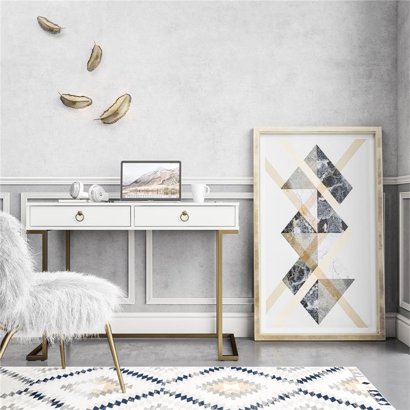 Pemberly Row Modern / Contemporary Engineered Wood Writing Desk in White