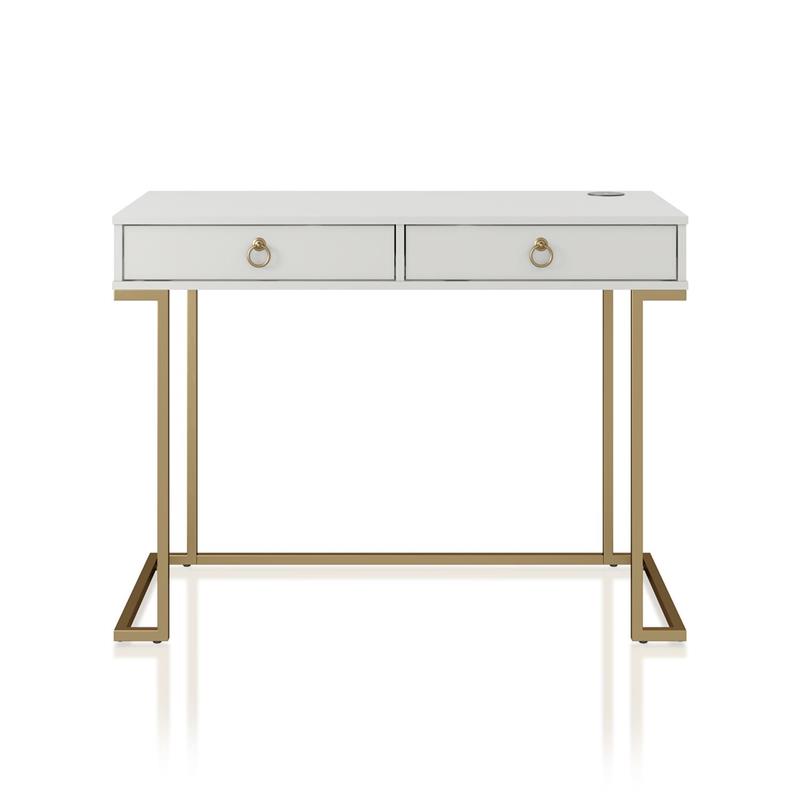 Pemberly Row Modern / Contemporary Engineered Wood Writing Desk in White