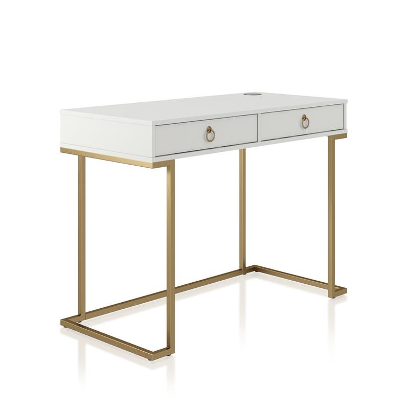Pemberly Row Modern / Contemporary Engineered Wood Writing Desk in White