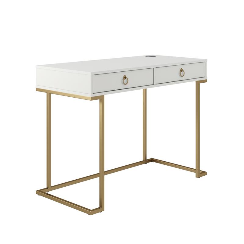 Pemberly Row Modern / Contemporary Engineered Wood Writing Desk in White
