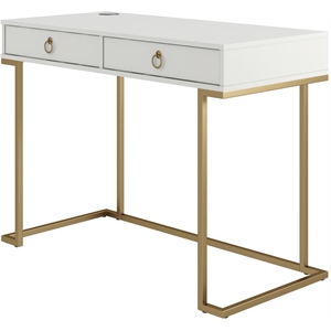 Pemberly Row Modern / Contemporary Engineered Wood Writing Desk in White