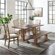 Pemberly Row 6-Piece Modern Wood Dining Set in Rustic Brown/Cream