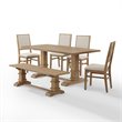 Pemberly Row 6-Piece Modern Wood Dining Set in Rustic Brown/Cream