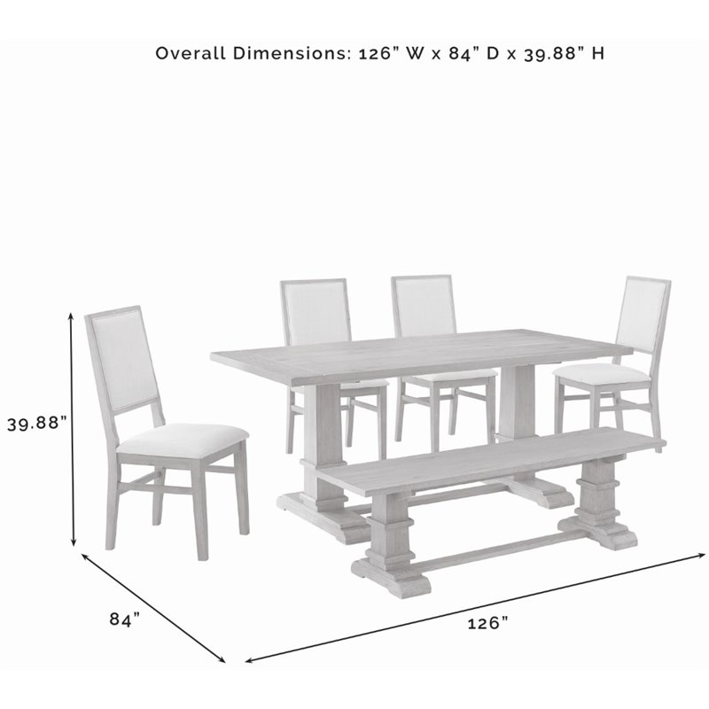 Pemberly Row 6-Piece Modern Wood Dining Set in Rustic Brown/Cream