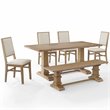 Pemberly Row 6-Piece Modern Wood Dining Set in Rustic Brown/Cream