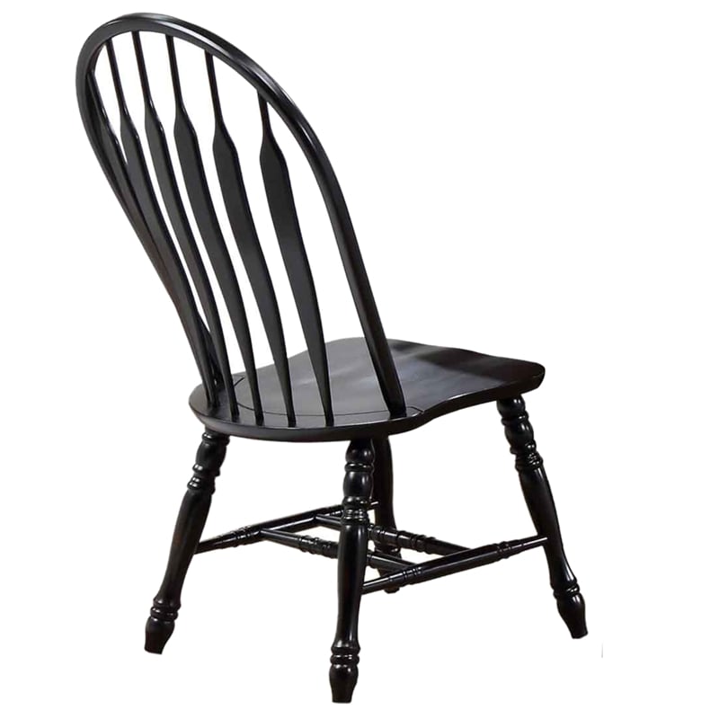 Pemberly Row Windsor Dining Side Chairs Black/Cherry Solid Wood Set of 2