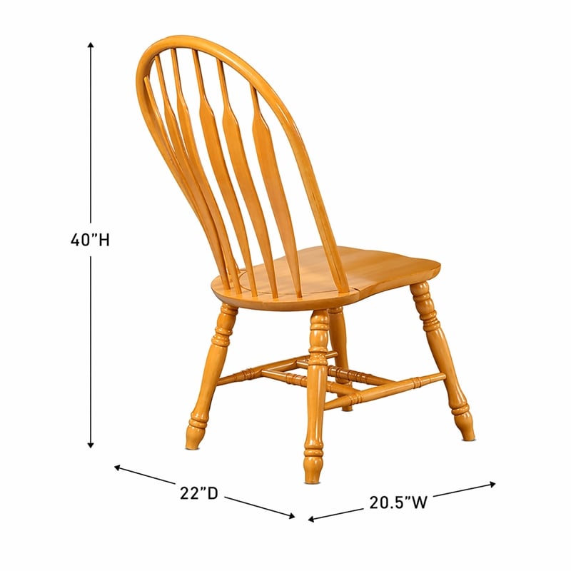 Pemberly Row Windsor Dining Side Chairs in Light Oak Solid Wood (Set of 2)